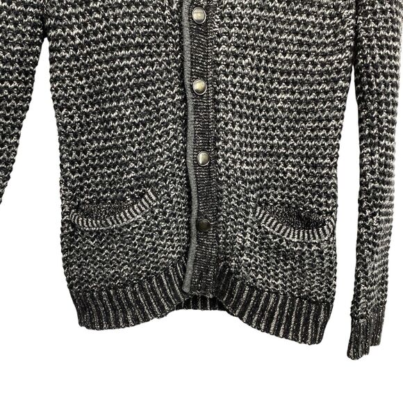 rag bone Neiman Marcus Wool Texture Cardigan Sweater Men Size Small Black Gray - Picture 4 of 12